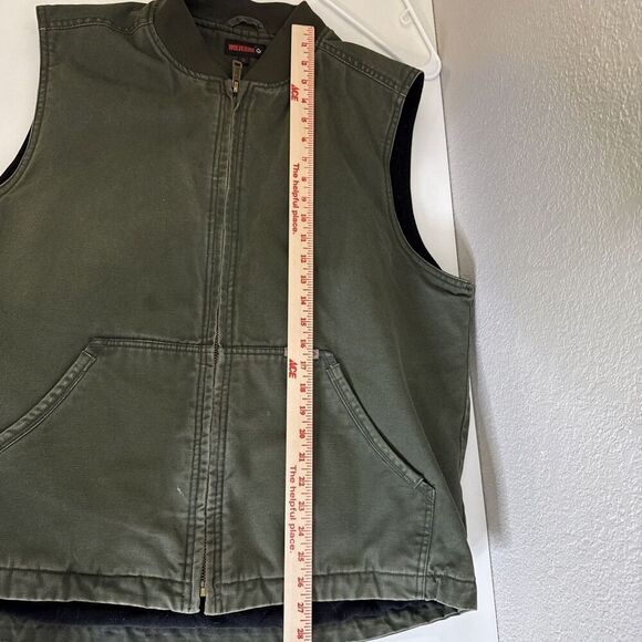 MENS WOLVERINE Zip Up Canvas VEST Size XL Olive Green Quilted Lining - Picture 8 of 8